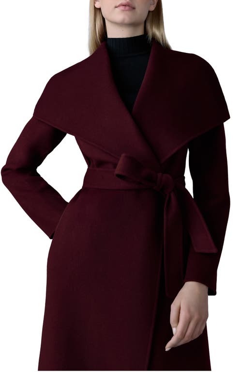 Shop Mackage Mai Wool Long Wrap Coat In Garnet