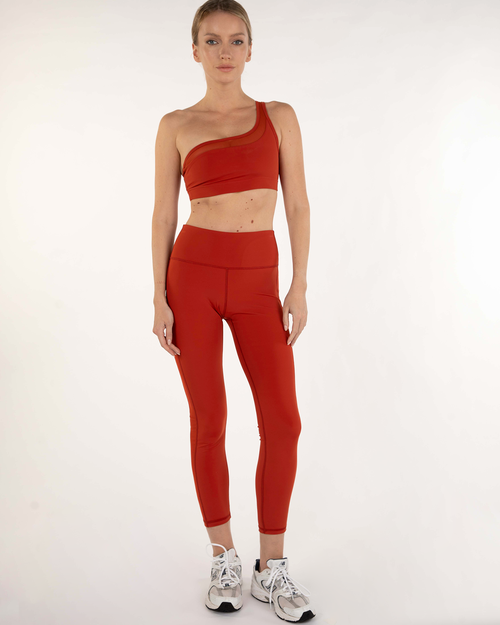 Shop Rebody Active On Duty Mesh One Shoulder Silkiflex Bra In Mars Red