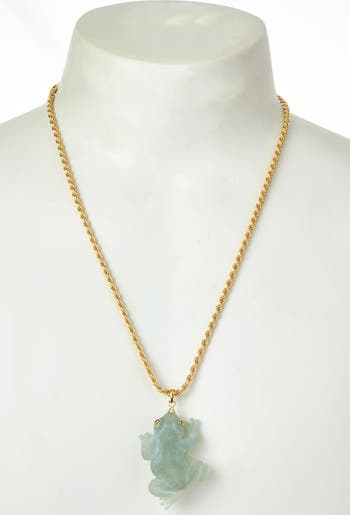 18K Gold Plated Jade Frog Pendant Necklace