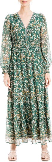 MAX STUDIO Floral Long Sleeve Maxi Dress | Nordstromrack