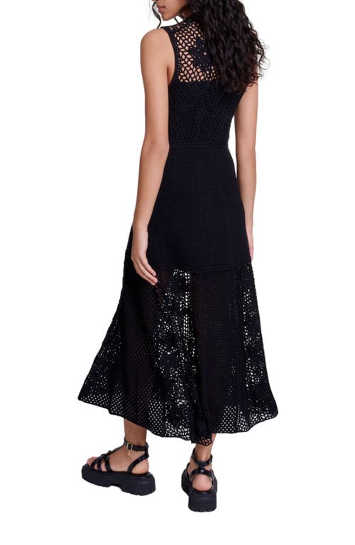 Shop Maje Crochet-knit Maxi Dress In Black