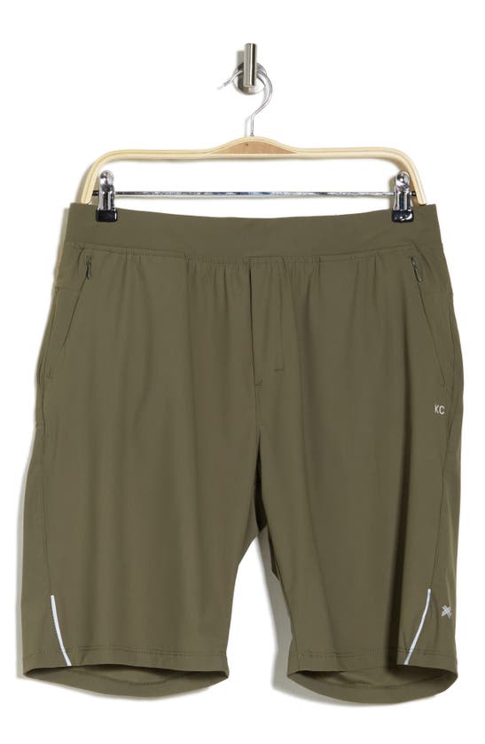 Shop Kenneth Cole Water Repellent Active Stretch Running Shorts In Tea Leaf