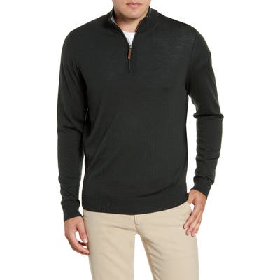 Nordstrom Shop Quarter Zip Wool Pullover, Green