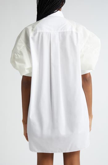 Sacai Puff Sleeve Poplin Button-Up Shirt | Nordstrom