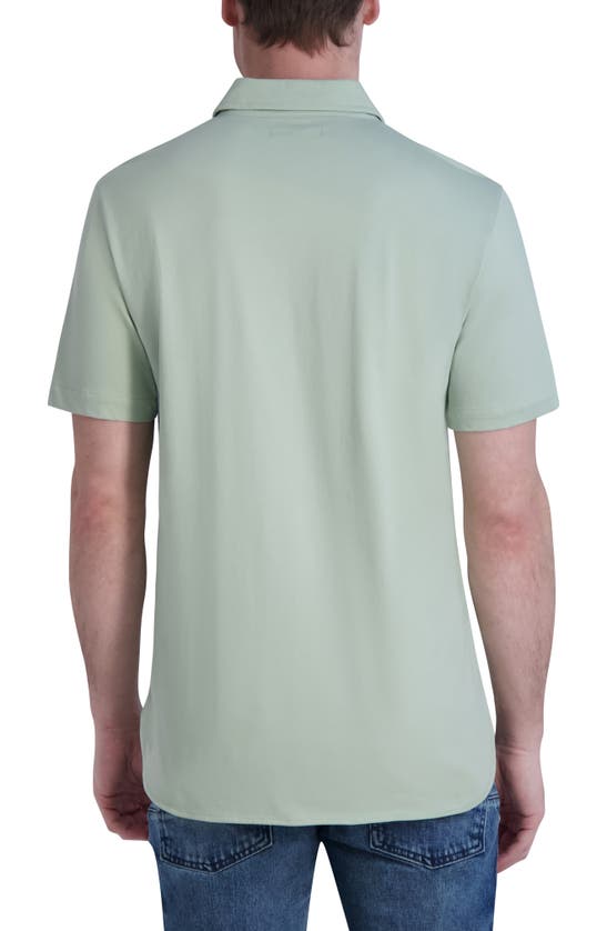 Shop Karl Lagerfeld Slim Fit Short Sleeve Cotton Knit Button-up Shirt In Mint