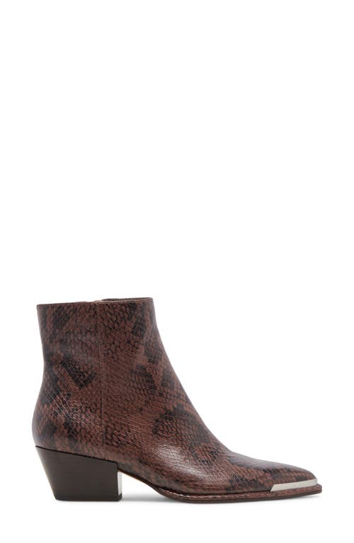 Shop Dolce Vita Nonah Pointed Toe Bootie In Java Snake Embossed