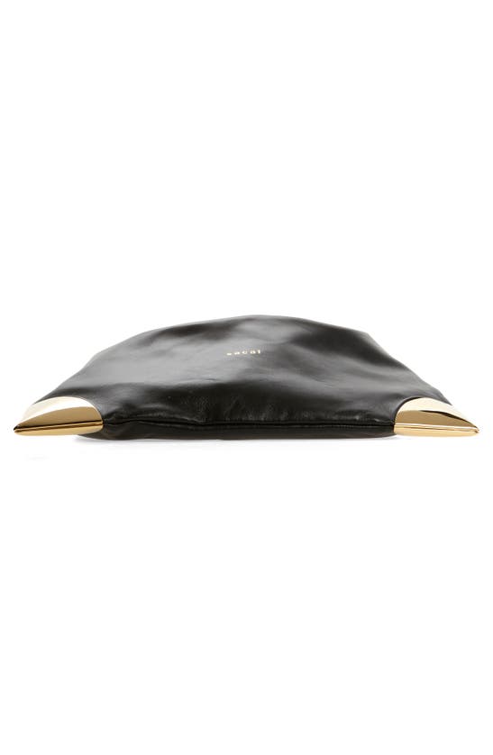 Shop Sacai Corner Metal Leather Drawstring Bag In Black