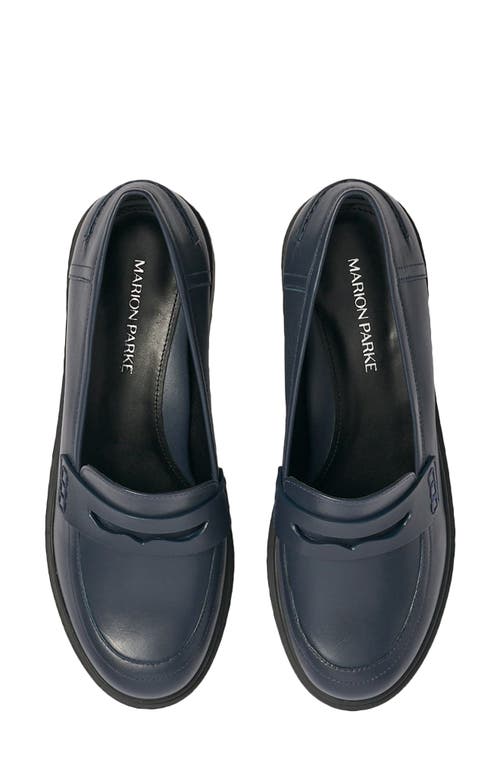 Shop Marion Parke Sabine Platform Penny Loafer In Navy