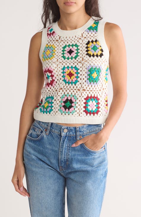 Granny Square Open Stitch Sweater Tank