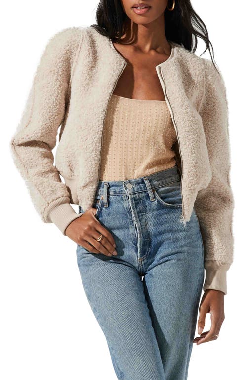 Astr The Label Stacy Faux Shearling Crop Jacket In Ivory