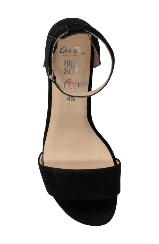 Ara Pauline Block Heel Sandal In Black Kid Suede
