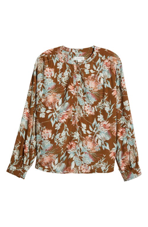 Shop Treasure & Bond Floral Print Long Sleeve Top In Brown Jessa Floral