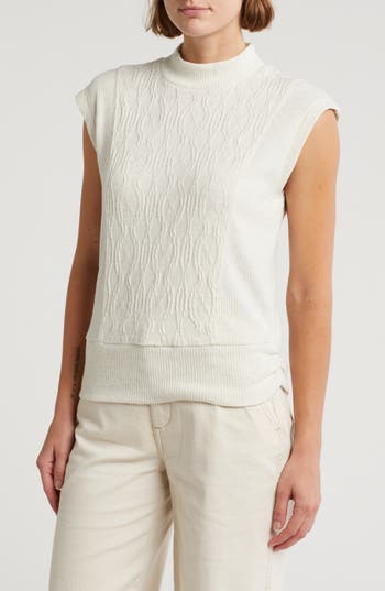Democracy Cable Stitch Sleeveless Sweater In Heather Almond