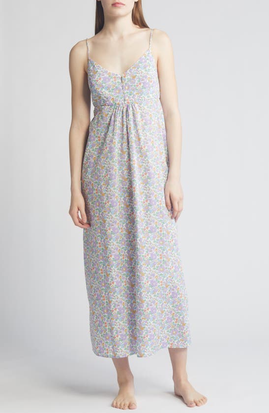 Shop Liberty London Tana Floral Cotton Nightgown In Lilac