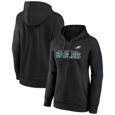 Women's Cuce Black Philadelphia Eagles Sequin Logo V-Neck Pullover  Sweatshirt