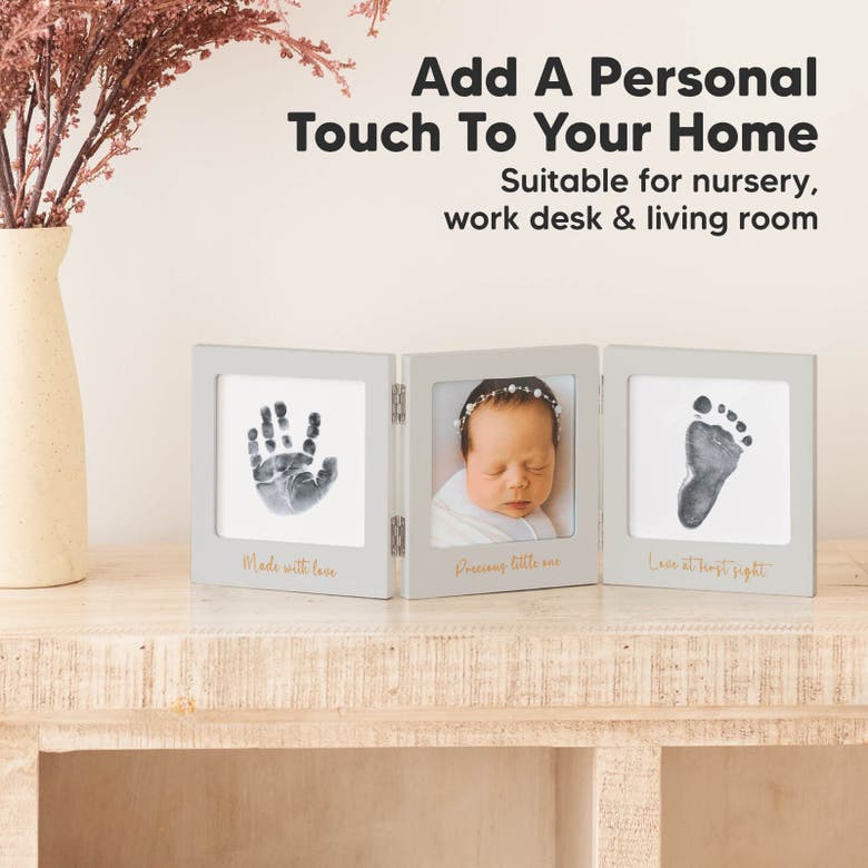 Shop Keababies Fond Clean Touch Inkless Hand And Footprint Frame In Cloud Gray/gold