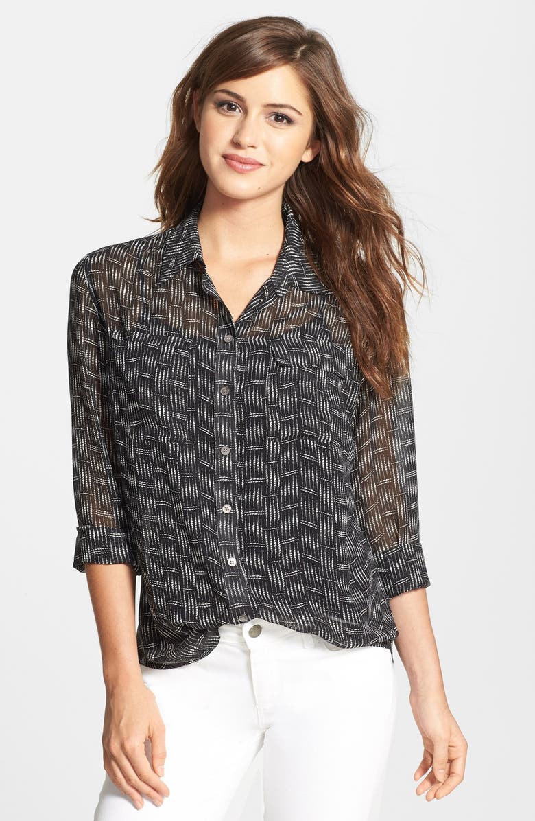 TWO BY VINCE CAMUTO Print Utility Shirt, Main, color, RICH BLACK