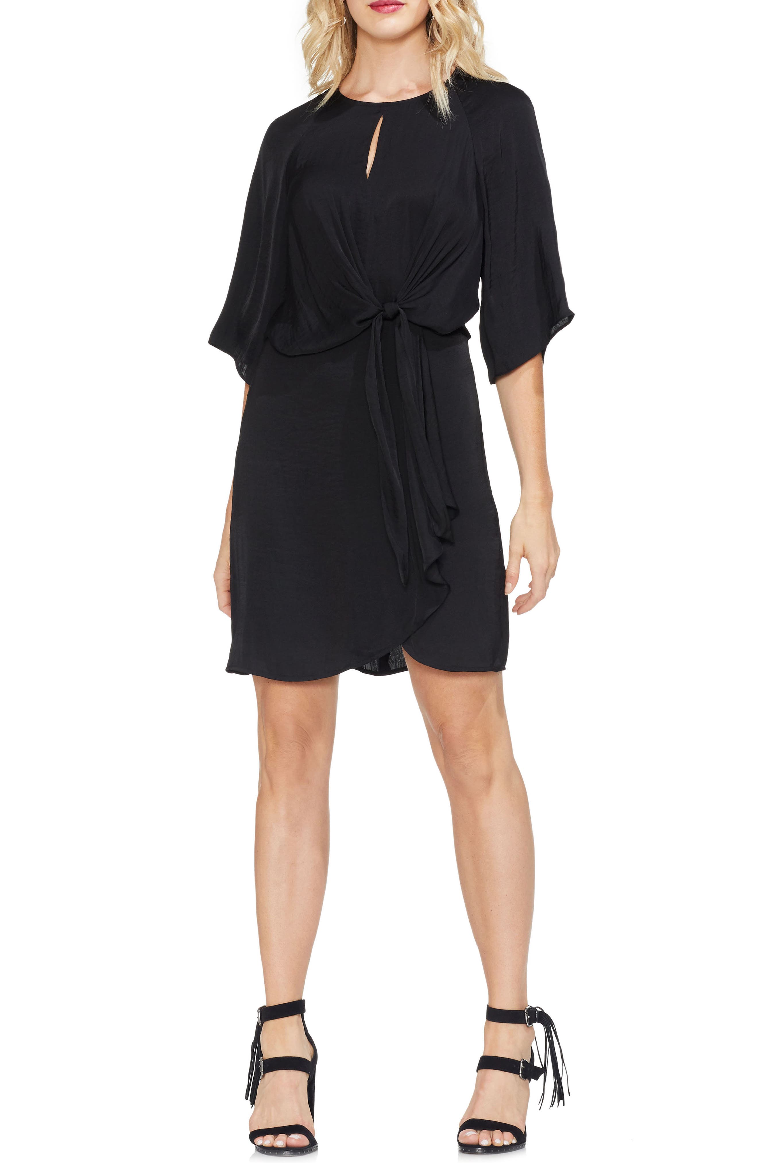 Vince Camuto Drape Sleeve Shift Dress, Black