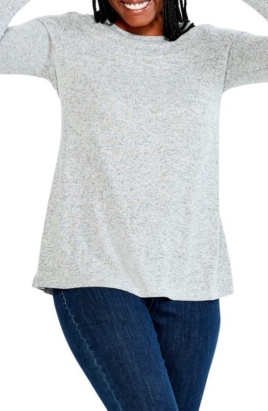 Nic + Zoe Sweet Dreams Layered Crewneck Top In Grey Mix
