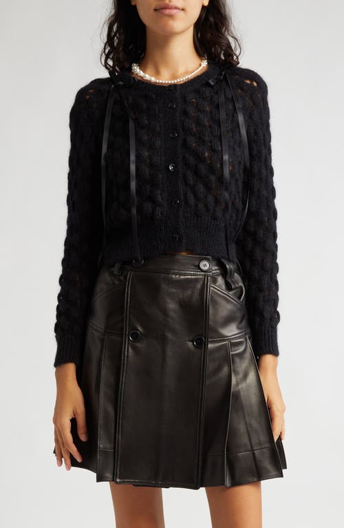 Simone Rocha Bubble Knit Mohair & Wool Blend Cardigan in Black/Black