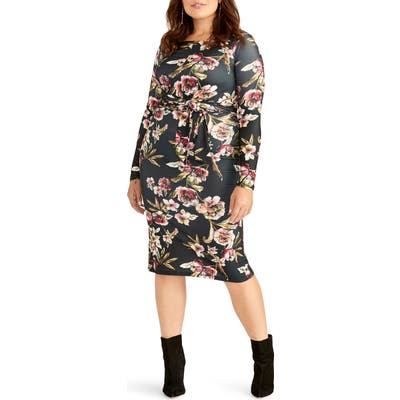 Plus Size Rachel Rachel Roy Tie Waist Long Sleeve Dress, Black