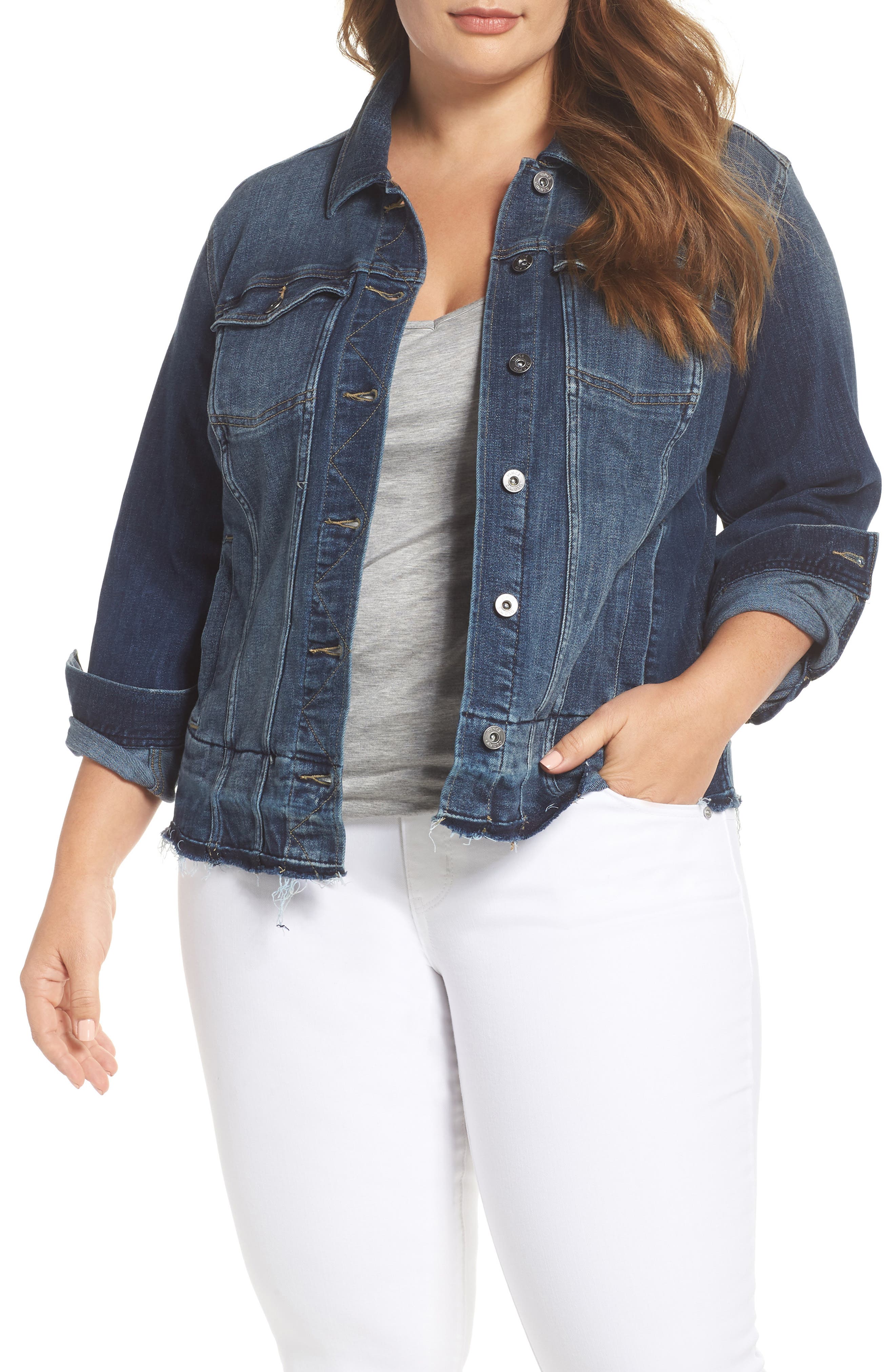 Vince Camuto Release Hem Denim Jacket (Plus Size) Nordstrom