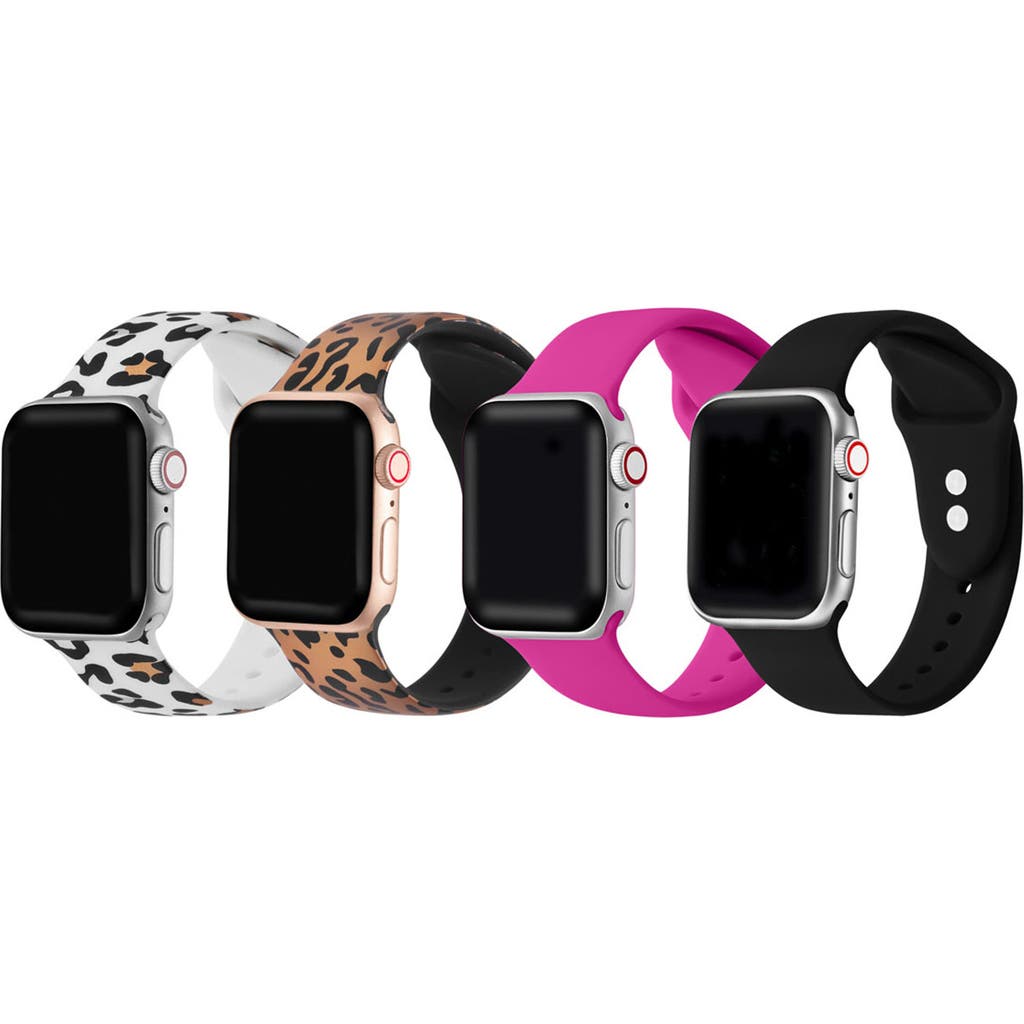 Shop The Posh Tech Assorted 4-pack Silicone Apple Watch® Watchbands In White/rose Gold/pink