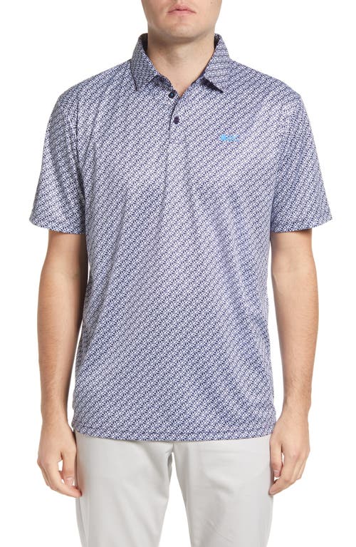 Black Clover Twisted Performance Golf Polo in Navy/White/Delirium