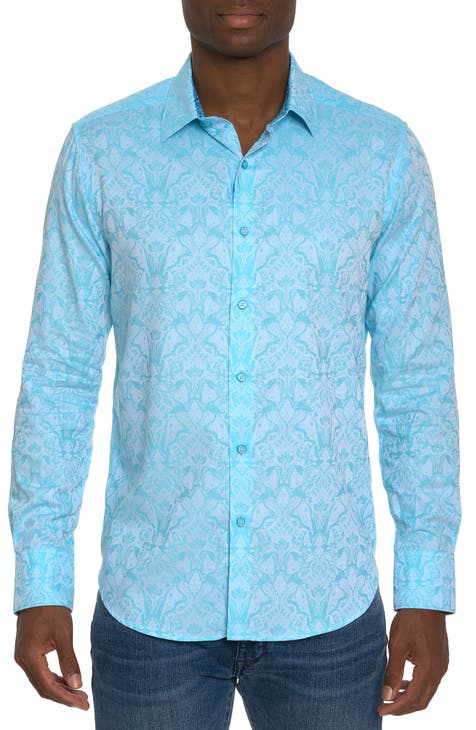 Highland 2 Damask Jacquard Stretch Button-Up Shirt