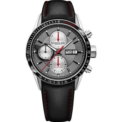 Raymond Weil Freelancer Chronograph Automatic Leather Strap Watch, 42Mm