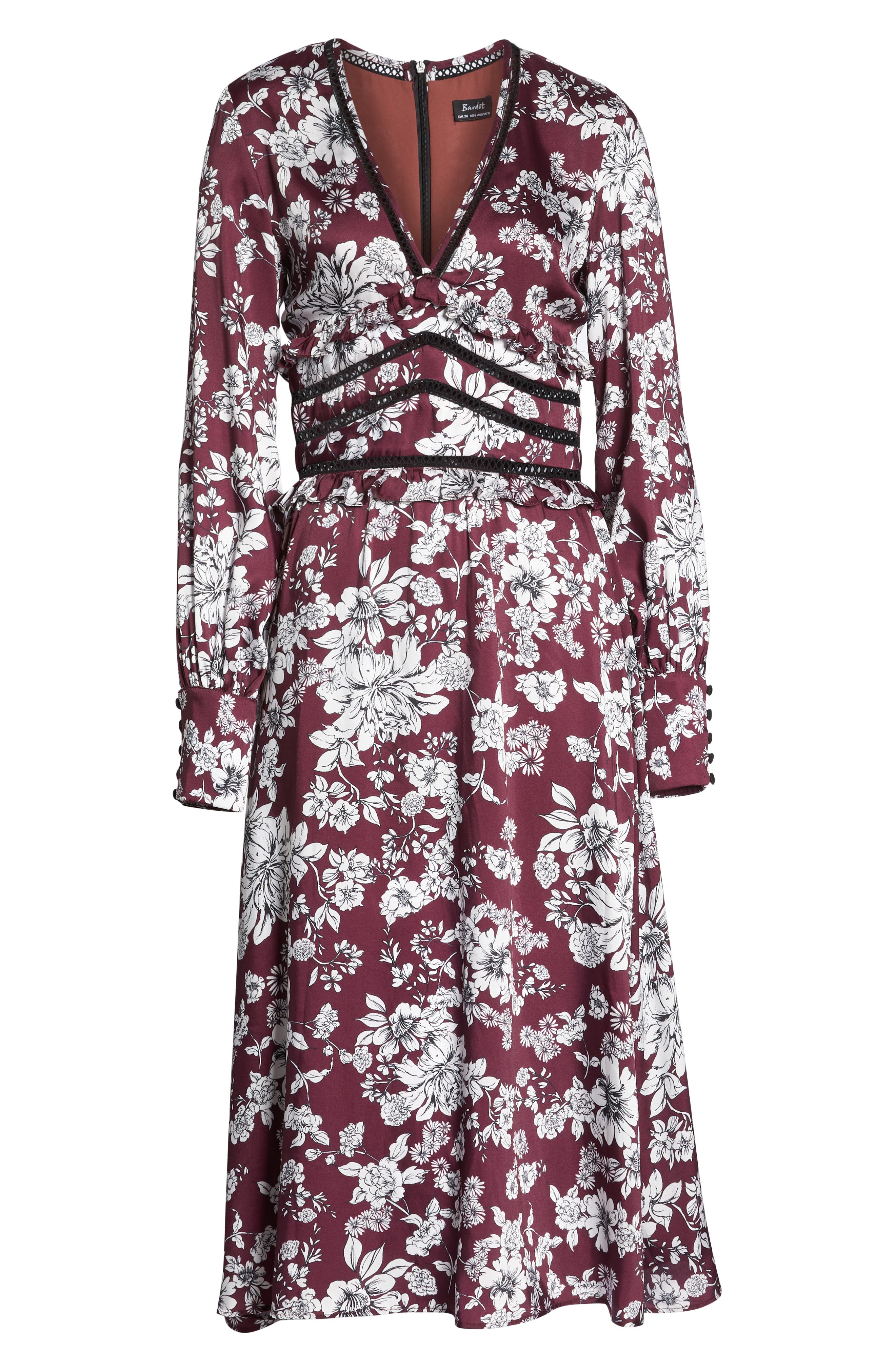 bardot jolie print midi dress