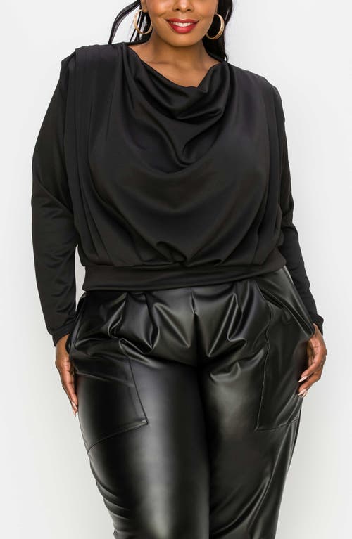 Shop L I V D Cowl Neck Long Sleeve Top In Black