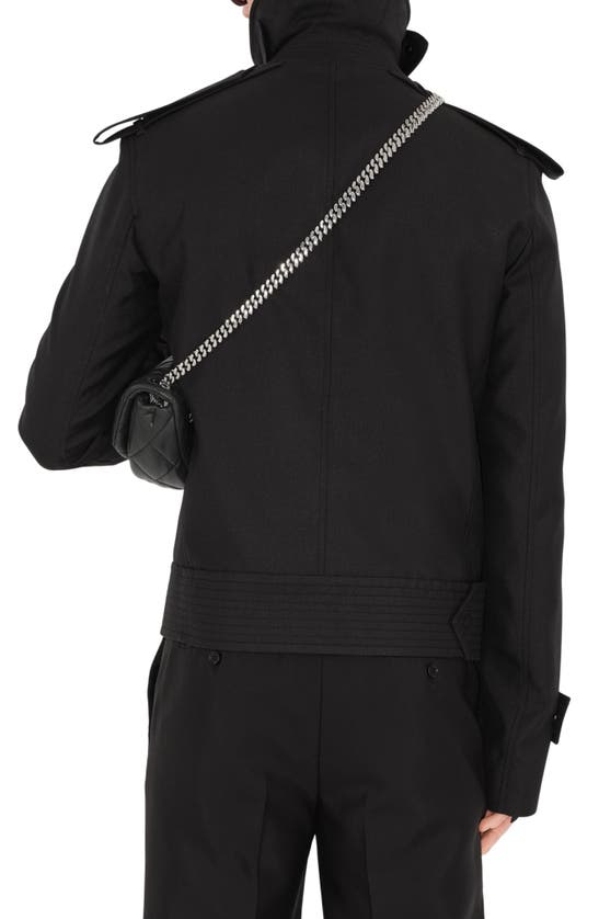 Shop Burberry Silk Blend Trench Jacket In Black