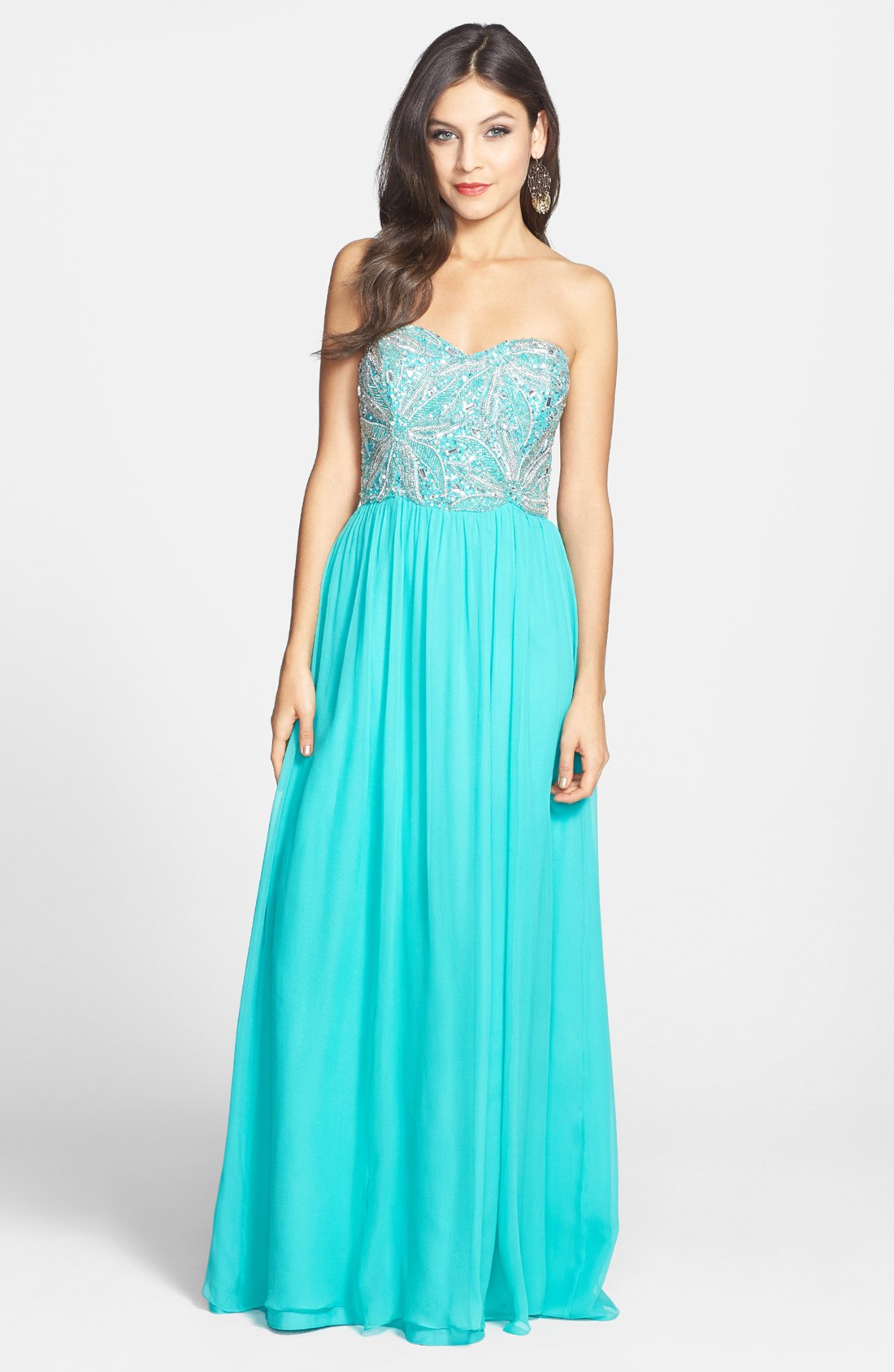 Sean Collection Embellished Strapless Silk Gown | Nordstrom