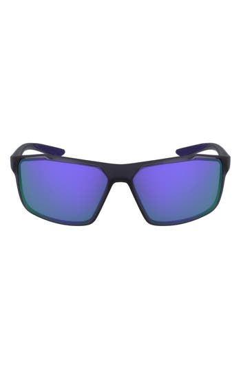 Nike Windstorm 65mm Mirrored Rectangular Sunglasses In Purple