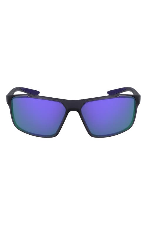 Shop Nike Windstorm 65mm Mirrored Rectangular Sunglasses In Matte Gridiron/violet Mirr