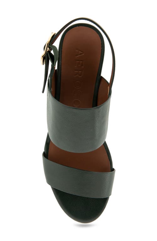 Shop Aerosoles Camera Platform Sandal In Fir Green Leather