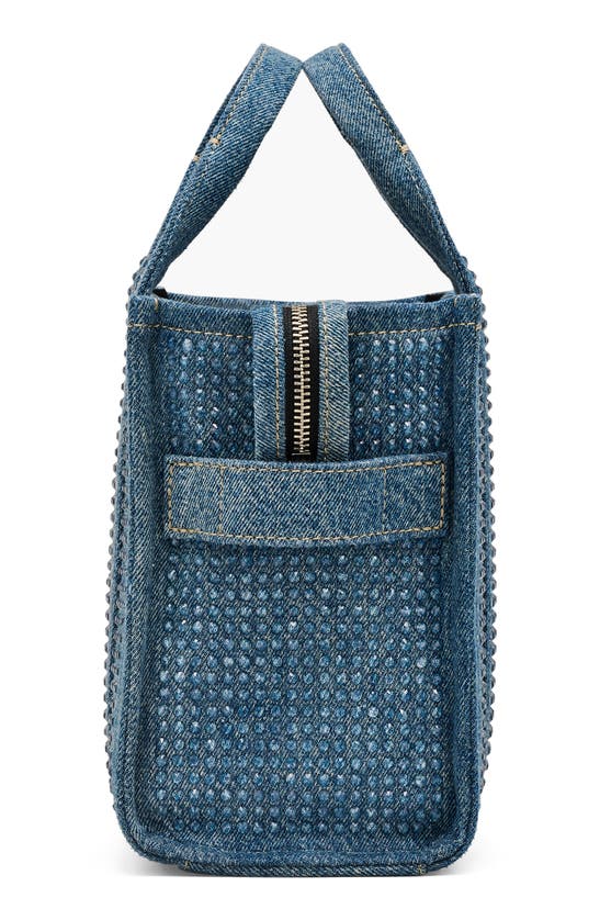 Shop Marc Jacobs The Small Denim Tote In Light Blue Crystal