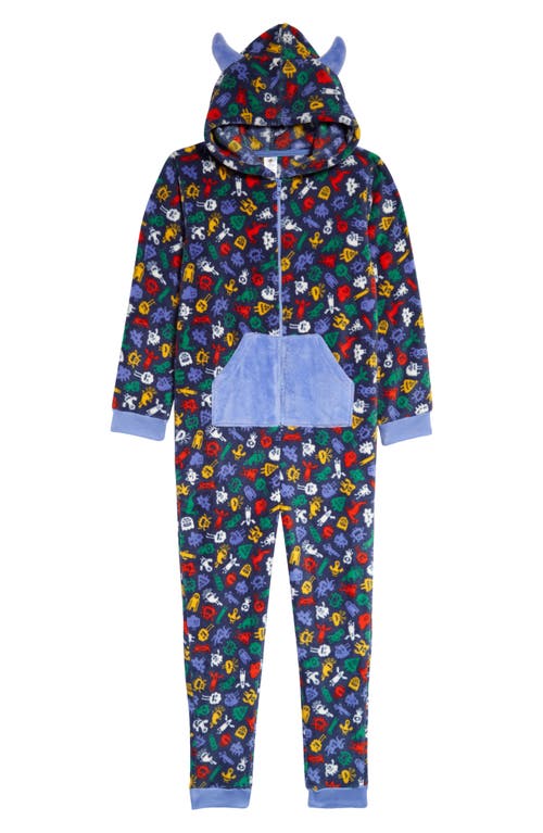 Tucker + Tate Kids' One-Piece Pajamas in Navy Denim Monster Toss