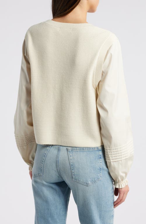 Shop Treasure & Bond Poplin Sleeve Sweater In Ivory Dove