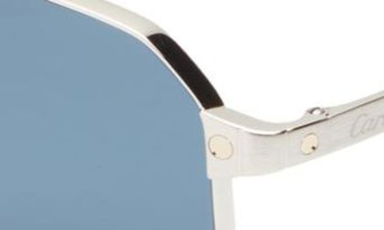 Shop Cartier 60mm Polarized Pilot Sunglasses In Silver