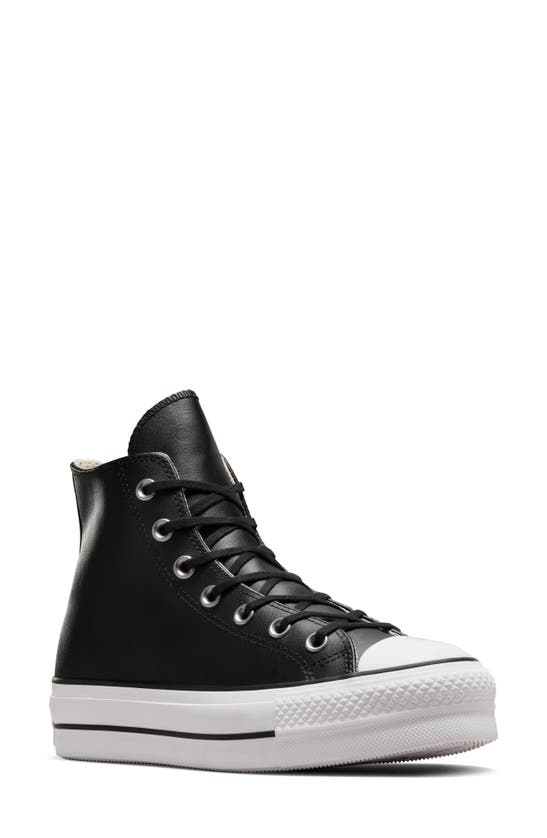 Shop Converse Chuck Taylor® All Star® Lift High Top Leather Sneaker In Black/ Black/ White