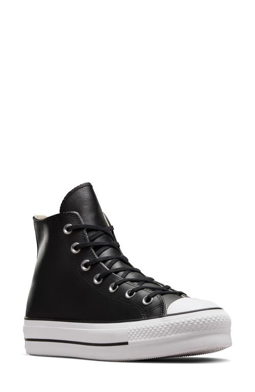 Shop Converse Chuck Taylor® All Star® Lift High Top Leather Sneaker In Black/black/white