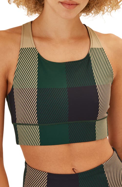 Threads 4 Thought Strappy Colorblock Sports Bra in Wilderness Plaid at Nordstrom, Size X-Large