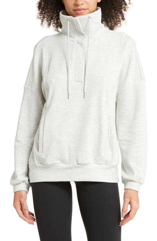 Zella Cozy Half Zip Pullover Sweatshirt In Ivory Dove Heather