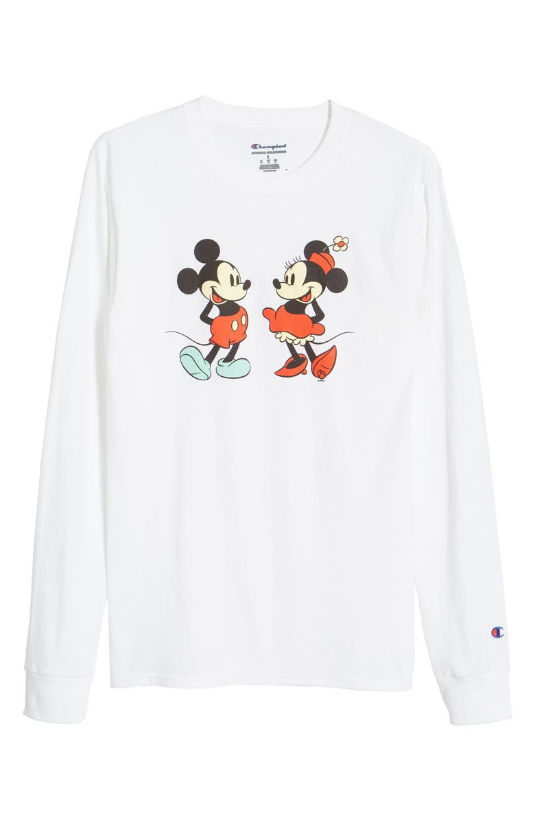 CHAMPION Disney x Champion Mickey & Minnie Long Sleeve Graphic Tee, Main, color, WHITE