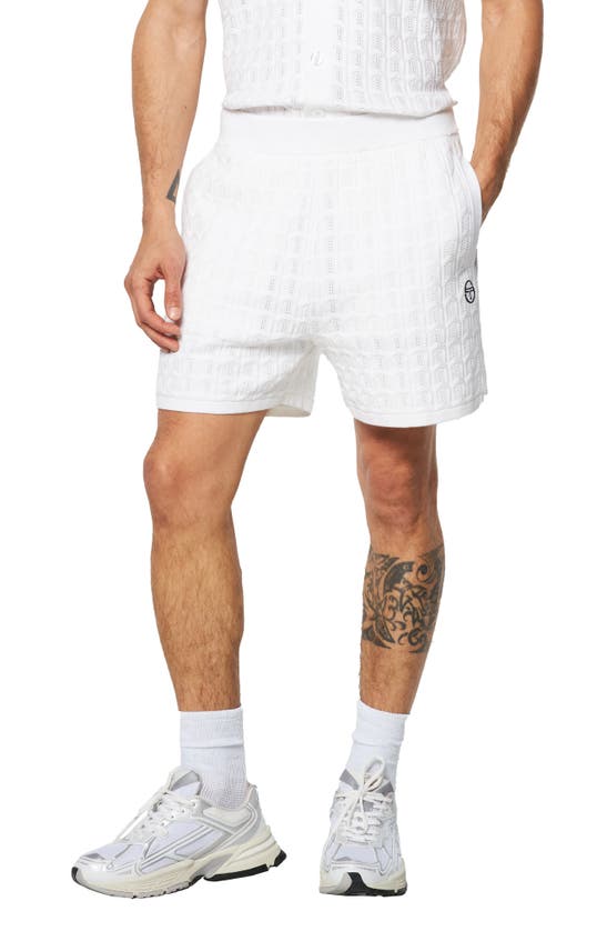 Shop Sergio Tacchini Ulivo Knit Shorts In Brilliant White