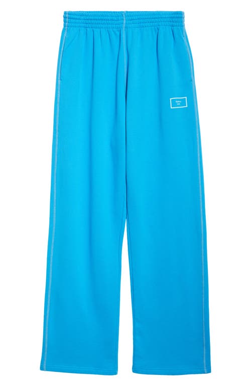 Shop Martine Rose Wide Leg Sweatpants In Blue Box Logo Blu