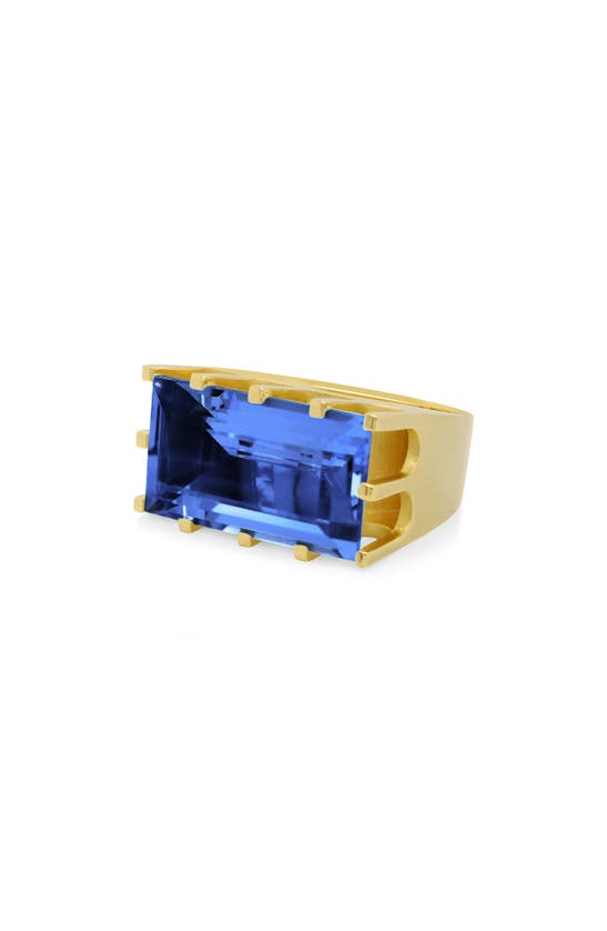 Dean Davidson Baguette-cut Simulated Stone Castle Ring In Midnight Blue/ Gold
