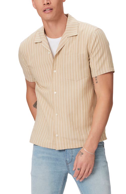 PAIGE Albro Stripe Linen Blend Button-Up Camp Shirt Warm Cream at Nordstrom,